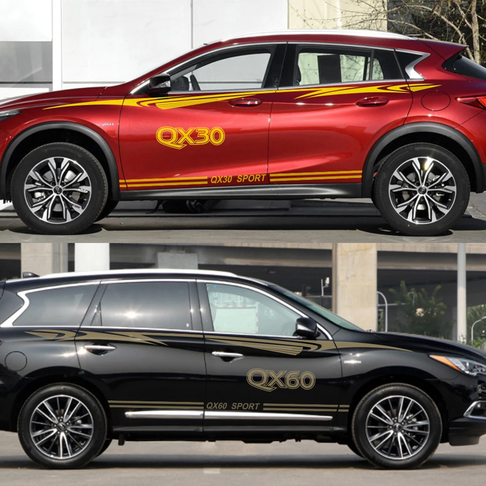 2 шт. для Infiniti QX50 QX30 QX60 QX70 QX80 Автомобильная Наклейка Виниловая пленка Авто Светоотражающая Спортивная Наклейка Автомобильные тюнинговые аксессуары