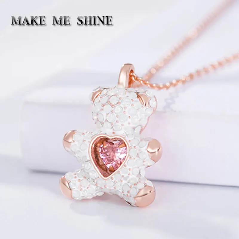 Высококачественное ожерелье SWA с новым умным мишкой Тедди милый белый медведь