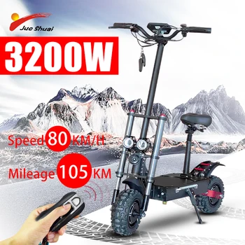 شراءسكوتر كهربائي 3200 واط موتور Patinete Eléctrico الفقرة الكبار 110 كجم 60 فولت بطارية 11 بوصة على الطرق الوعرة الإطارات طوي سكوتر Eléctrico