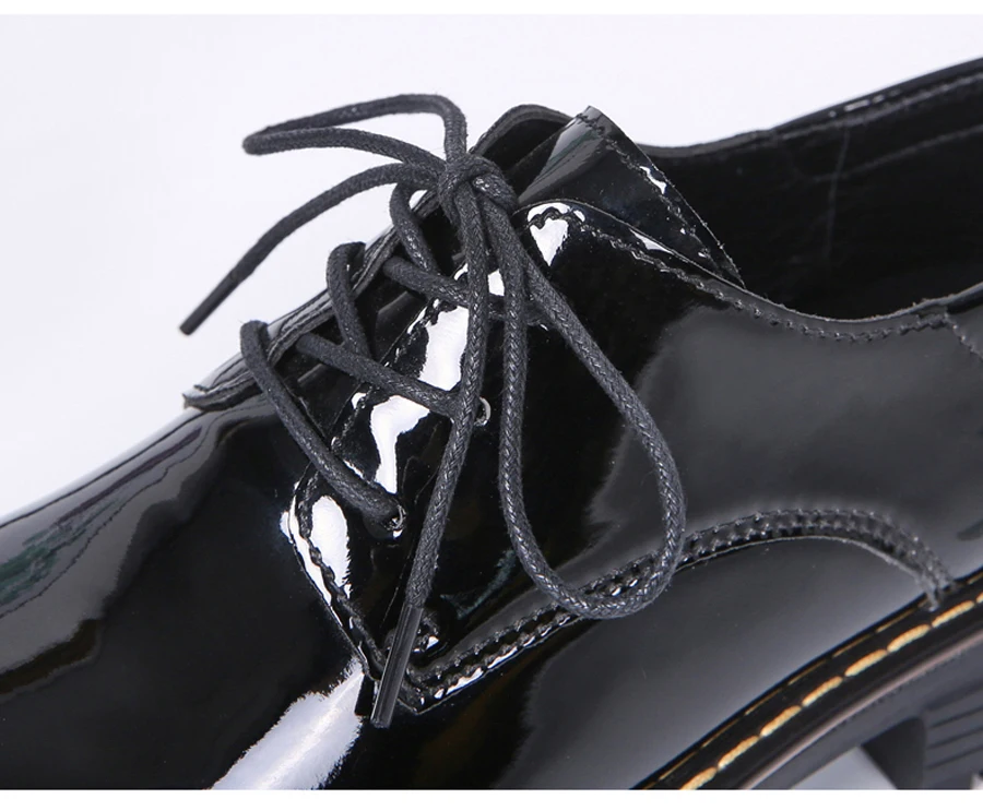 ZOVE/Женская обувь на плоской подошве; обувь из натуральной кожи; женские Модные осенние туфли-оксфорды; офисная обувь; обувь на шнуровке на не сужающемся книзу массивном каблуке и плоской платформе