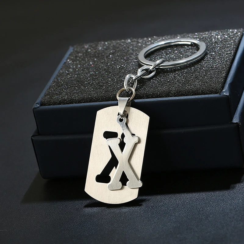 X Новинка, сделай сам, A-Z, буквы, брелок для мужчин, серебряный металлический брелок для женщин, автомобильный брелок, простая буква, имя, держатель для ключей, вечерние, подарок, ювелирное изделие - Цвет: X