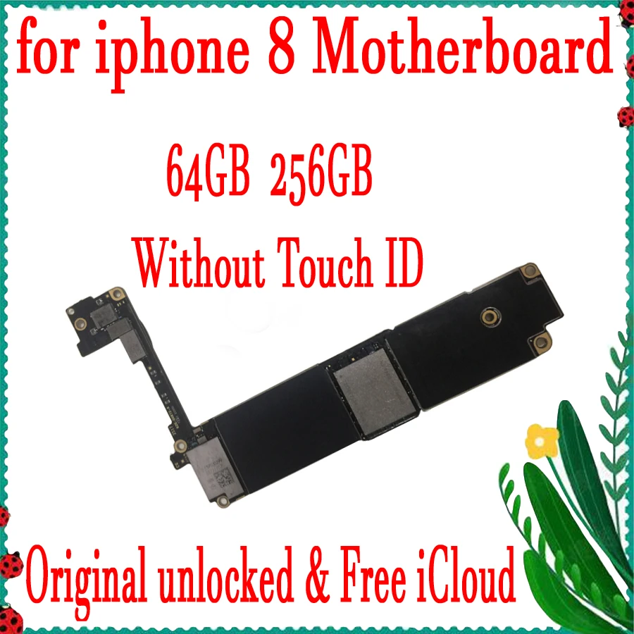 Материнская плата для iPhone 8 4,7 дюймов, iCloud фабрика разблокированная системная плата с/без сенсорной ID логической платы, высокое качество, 64 ГБ/256 ГБ