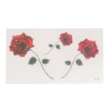 

1 Sheet Red Rose Flower Temporary Tattoo Sticker Waterproof Flash Fake Art Tattoo