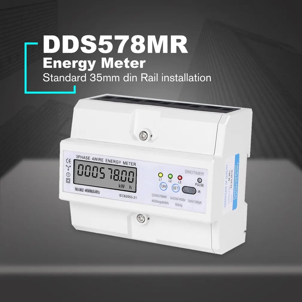 

SINOTIMER RS485 Modbus Multifunctional DIN Rail 3 Phase 4 Wire 7P LCD Wattmeter Electronic Power Consumption Energy Meter