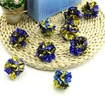 

Multicolor Mylar Crinkle Ball Ring Paper Sound Toy 10/20pcs Cat Interactive Playing Toy Pet Kitten Scratch Bite Sounding Toys