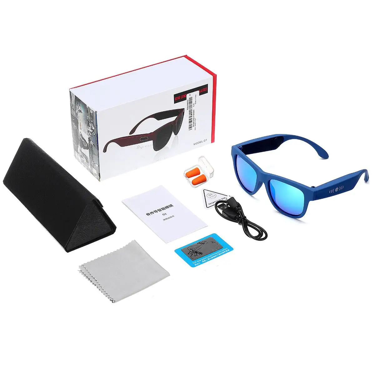 Костная проводимость Bluetooth умные спортивные наушники Солнцезащитные очки Беспроводные стерео аудио солнцезащитные очки спортивные наушники - Цвет: Синий