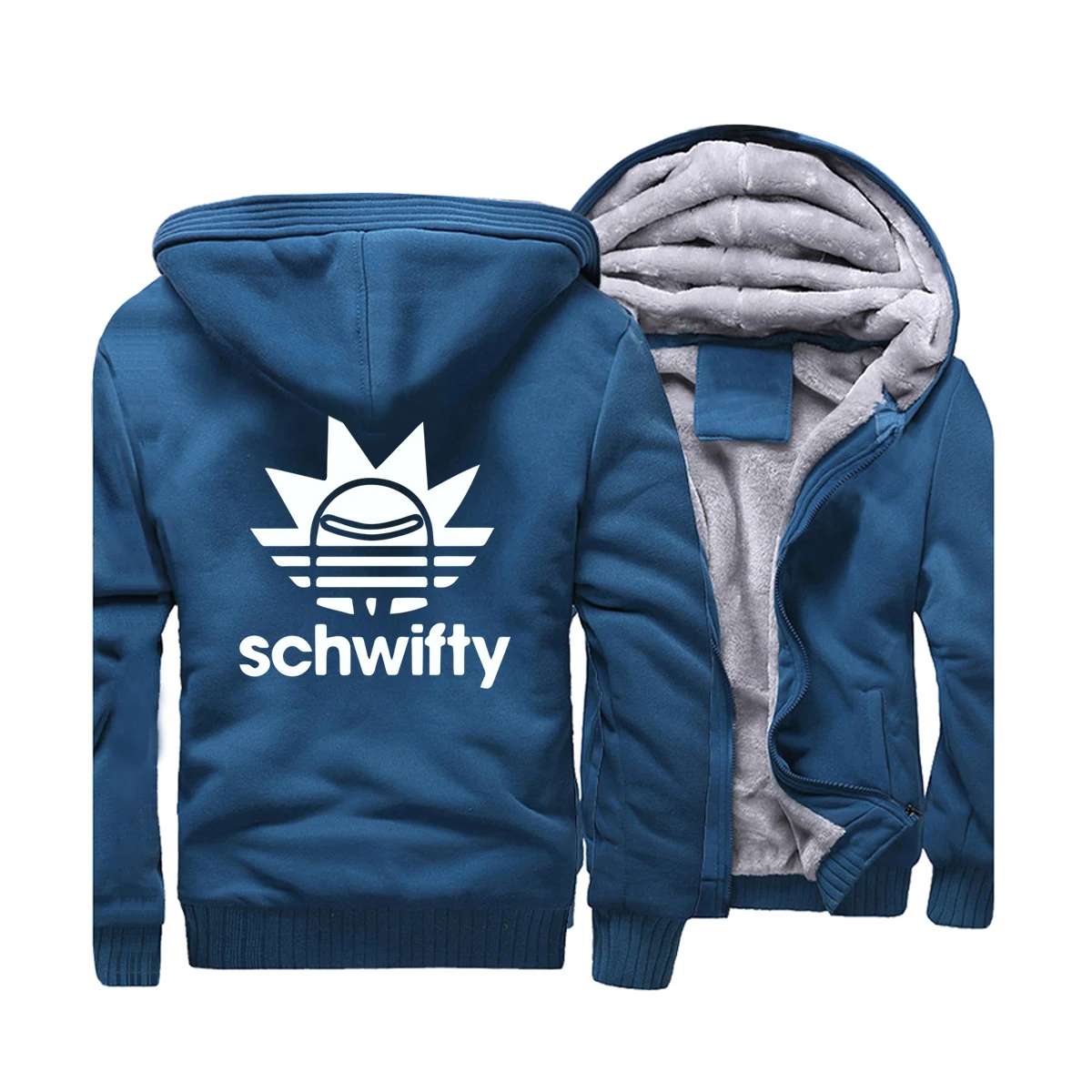 Толстые зимние флисовые куртки мужские толстовки Рик и Морти Schwifty худи в стиле аниме теплые куртки Harajuku спортивная одежда пальто уличная одежда - Цвет: Lake Blue 5