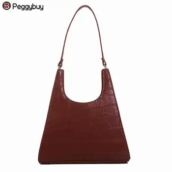 

Women New Fashion Vintage Crocodile PU Leather Handbag sac a main femme Elegant Shoulder Bag Shopping Tote