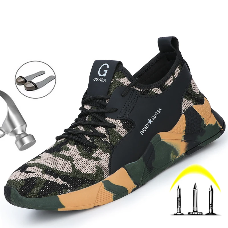 

Safety Work Shoes Boots For Men Steel Toe Cap Male Footwear Anti-Smashing Protective Construction Outdoor Breathable Sneakers
