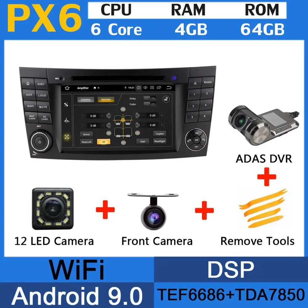 5 USB порт Android 9,0 PX6/Восьмиядерный 4 Гб ram автомобильный dvd-плеер для Mercedes Benz W211 W463 W219 W209 E G CLK CLS класс Автомагнитола - Цвет: PX6-Adas