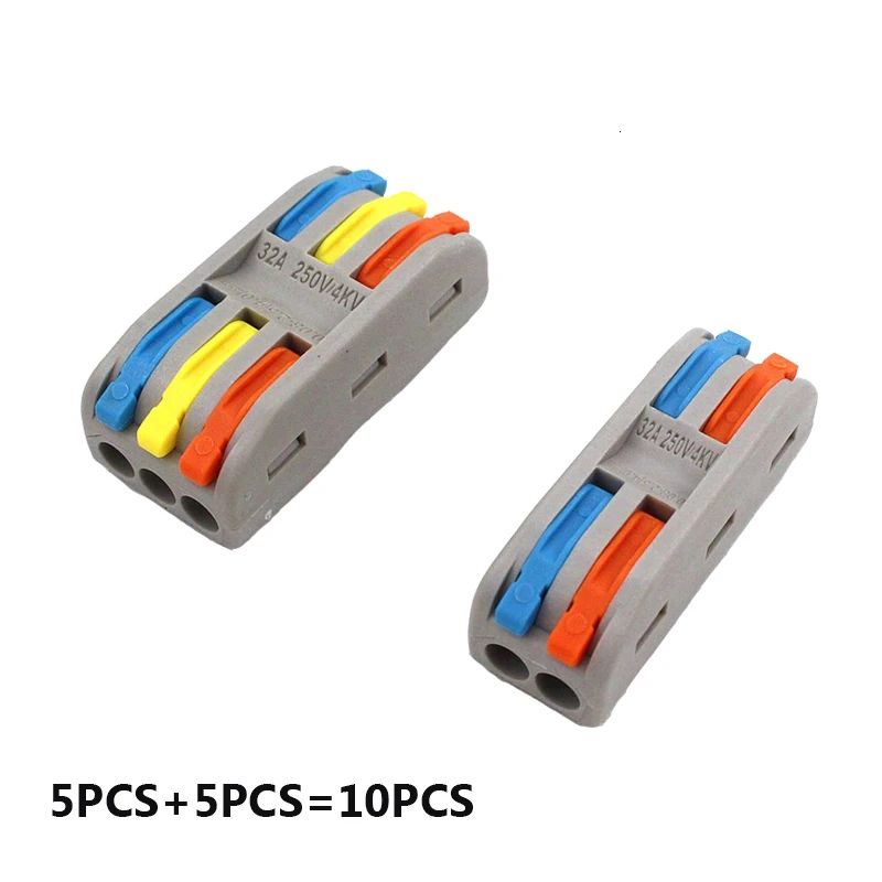 

Conectors New Color 222-412 222-413 Mini Fast Compact Wire Wiring Connector Universal Conductor PCT-222 Push-in Terminal Block