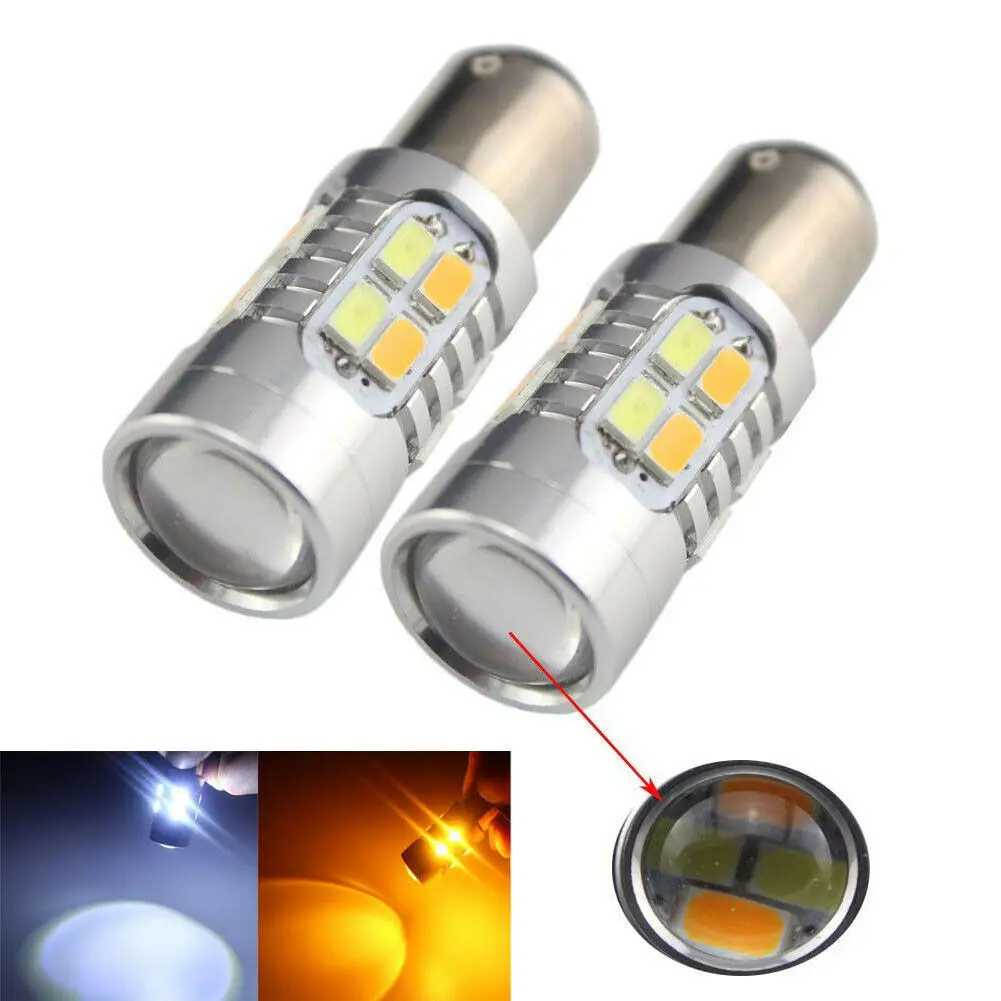1PCS Car Signal LED Lighting Bulb 1156 Ba15s 5630 20SMD 12V Dual-Color White+Amber Turn lights Brake Light Reverse | Автомобили и