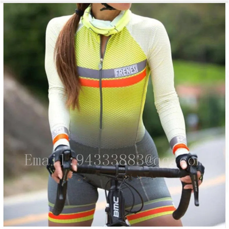 FRENESI женский комбинезон с длинным рукавом для езды на велосипеде Pro team triathlon skinsuit suit ciclismo feminino custom bike body suit - Цвет: 13