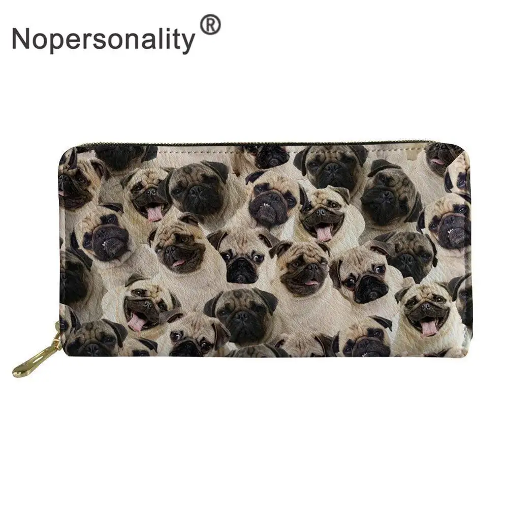 Nopersonality, женский длинный клатч, кошельки с милым принтом мопса, Дамский кожаный кошелек на молнии, Женский Длинный дизайнерский Кошелек для монет - Цвет: CC3211Z21