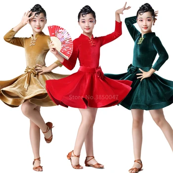 

Children's Day Latin Dance Dress Ballroom/tango/salsa Kids Dresses for Girls Professional Dance Costume Winter Autumn Vestidos