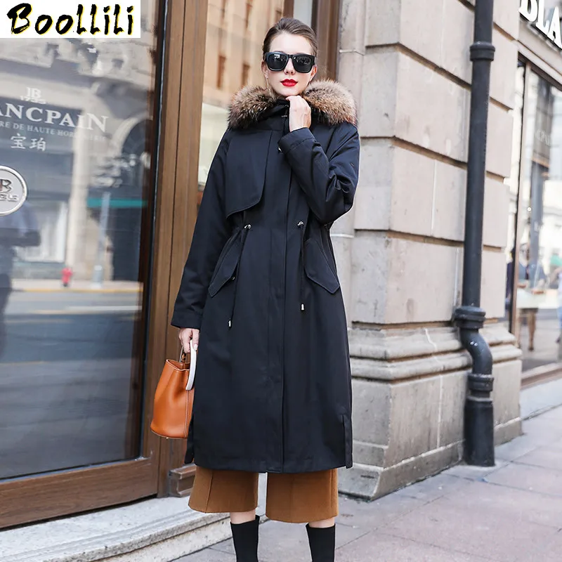 

Boollili парка из натурального меха 2020 зимняя женская куртка длинный тренчкот с подкладкой из натурального кроличьего меха женская парка с воротником из меха енота