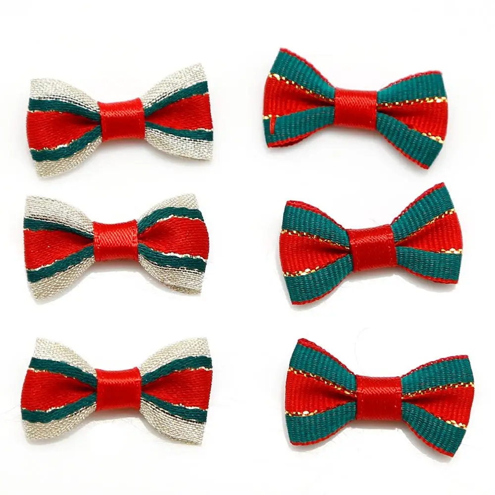 20pcs Red/Green Satin Ribbon Bows For Sewing Christmas Bow Tie Decoration Handmade Party/Home/Garment/Hair Decoration 3x1.5cm craft supplies silk satin ribbons silk bow knot rosette