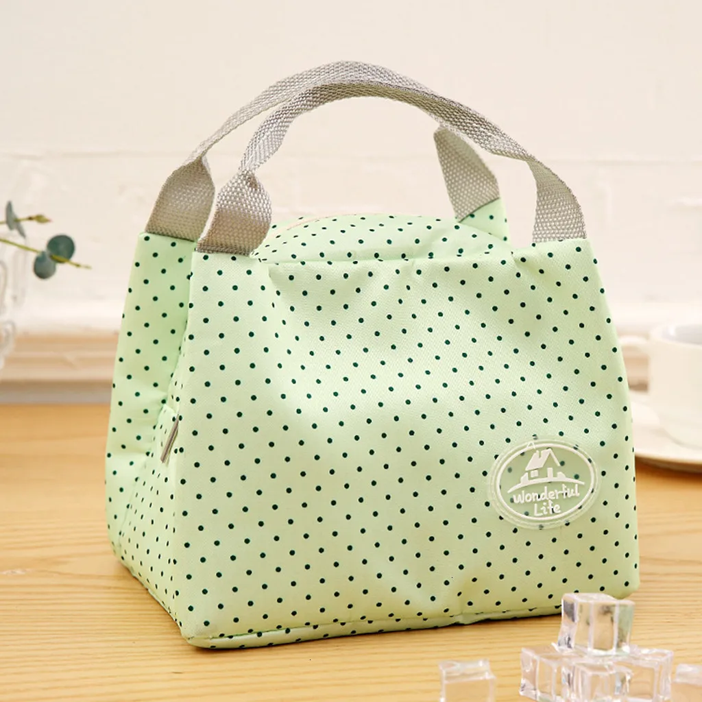 Insulated Cold Canvas Stripe Picnic Carry Case Thermal Portable Lunch Bag Thermal Food Picnic Lunch Bags For Women Kids
