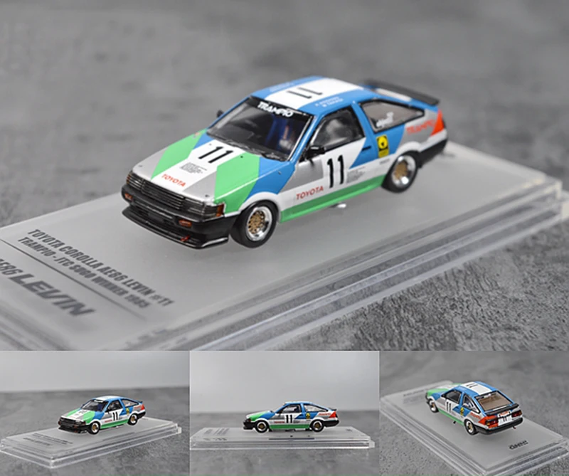 

Diecast 1:64 car model scale Metal Alloy Corolla Levin AE86 11# Miniature scene toy Vehicle desk Collection gift
