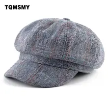 TQMSMY клетчатая кепка газетчика, женские винтажные Восьмиугольные шляпы, женские береты в британском стиле, уличная шляпа для мужчин, художников, Boina Gorros TMB18