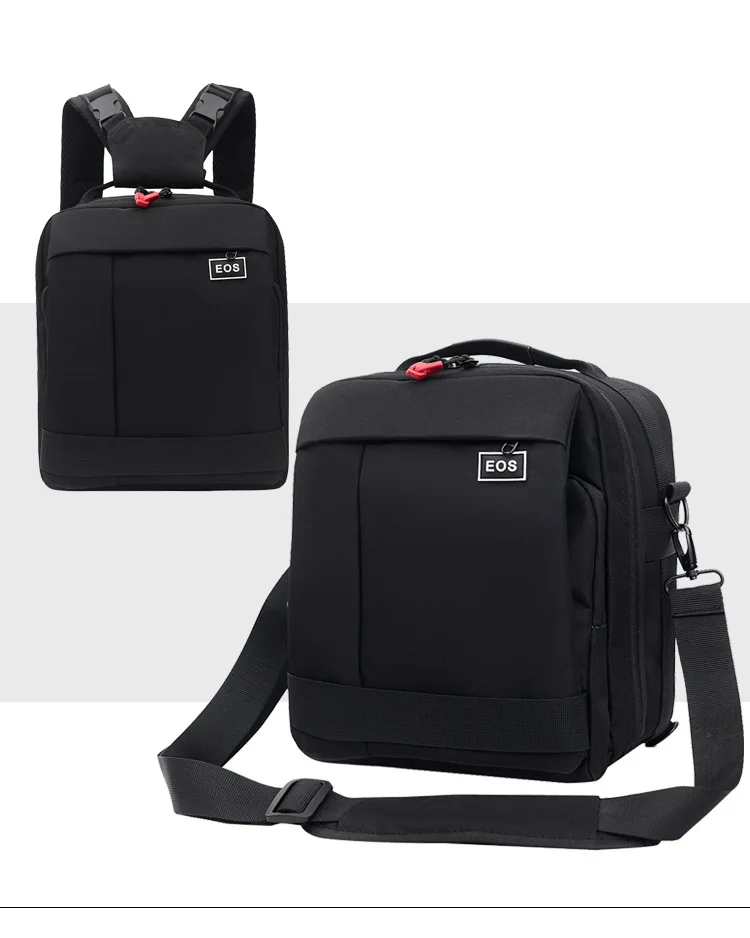 Waterproof DSLR Camera Bag for Nikon Canon SONY Panasonic Olympus FUJIFILM Photography Photo Case Backpacks and Handbag in one - Color: Black-EOS LOGO