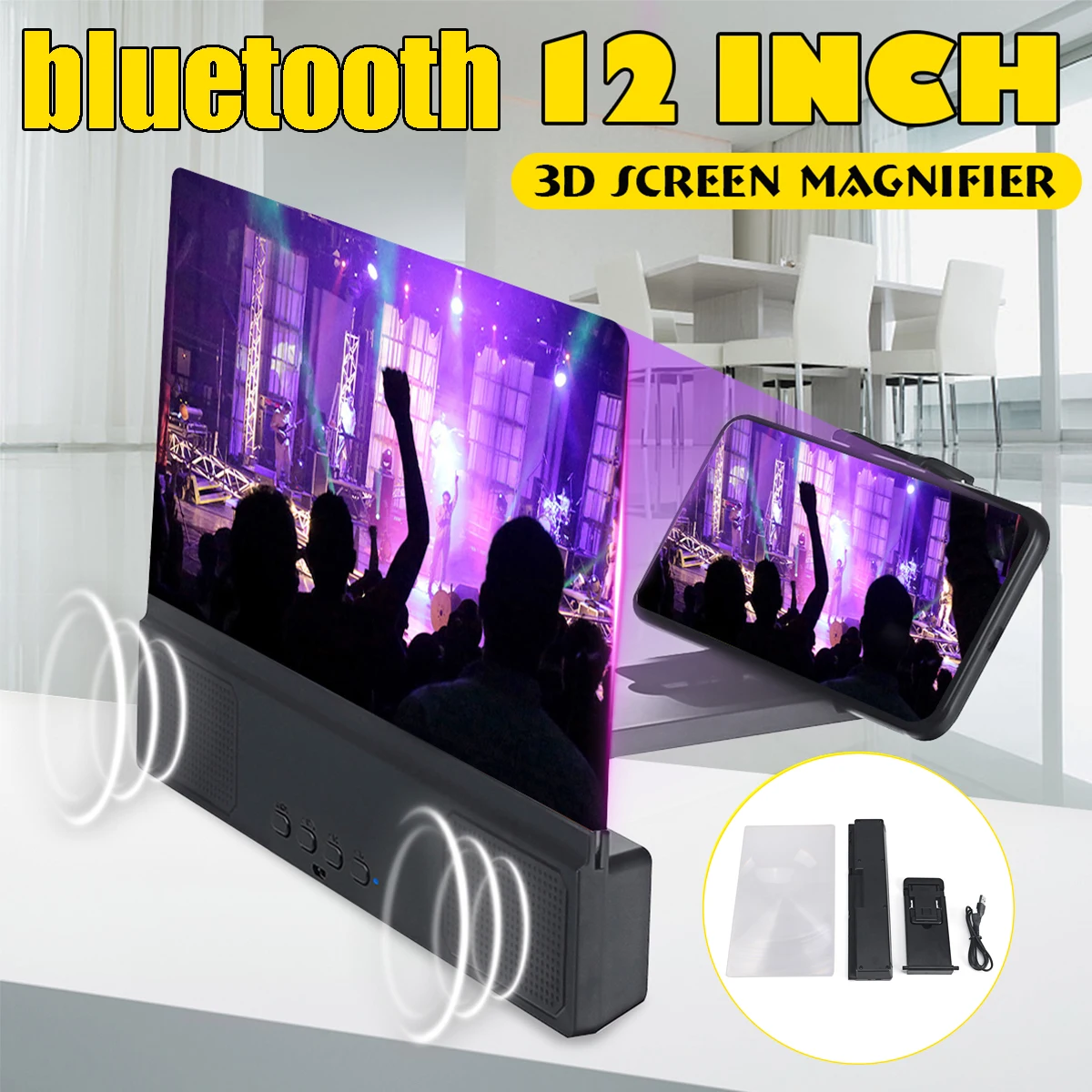 

12inch 3D HD Phone Screen Magnifier With Buttons Movie Video Amplifier With Wired Speaker For Smart Phone Expander Holder