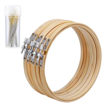 

LMDZ 6 Pieces Embroidery Hoop Round Embroidery Hoop Bamboo Circle Cross Stitch Hoop Ring with Embroidery Needle for Craft Sewing