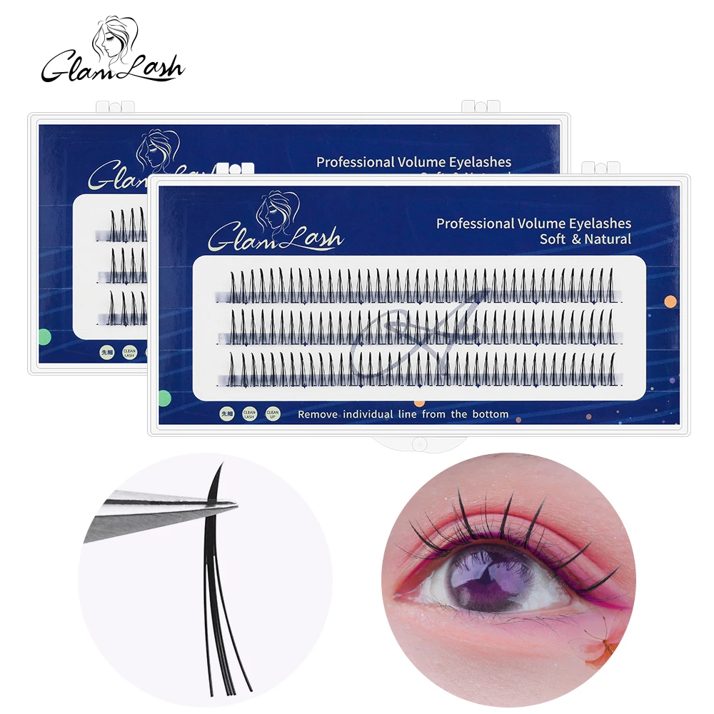 fishtail type Fashion dovetail fly eyelash Two long middle short plant grafting Cluster false eyelashes wholesale