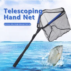 Floating Fishing Net Aluminum Delta Dip Net Folding Large Dip Net Hand Dip Net Fishing Bag Extendable Pole with AntiSkid Handle
