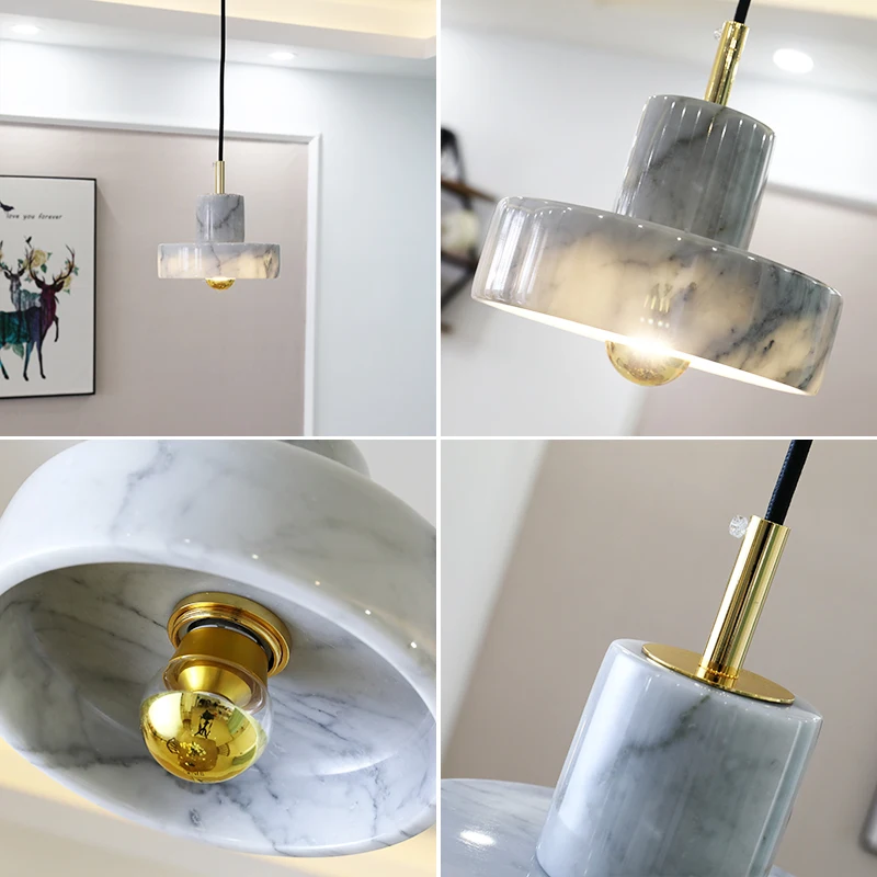 Современные подвесные светильники из натурального мрамора для столовой, спальни, отеля, чердака, Подвесная лампа, скандинавский светильник suspendu E27 lampe
