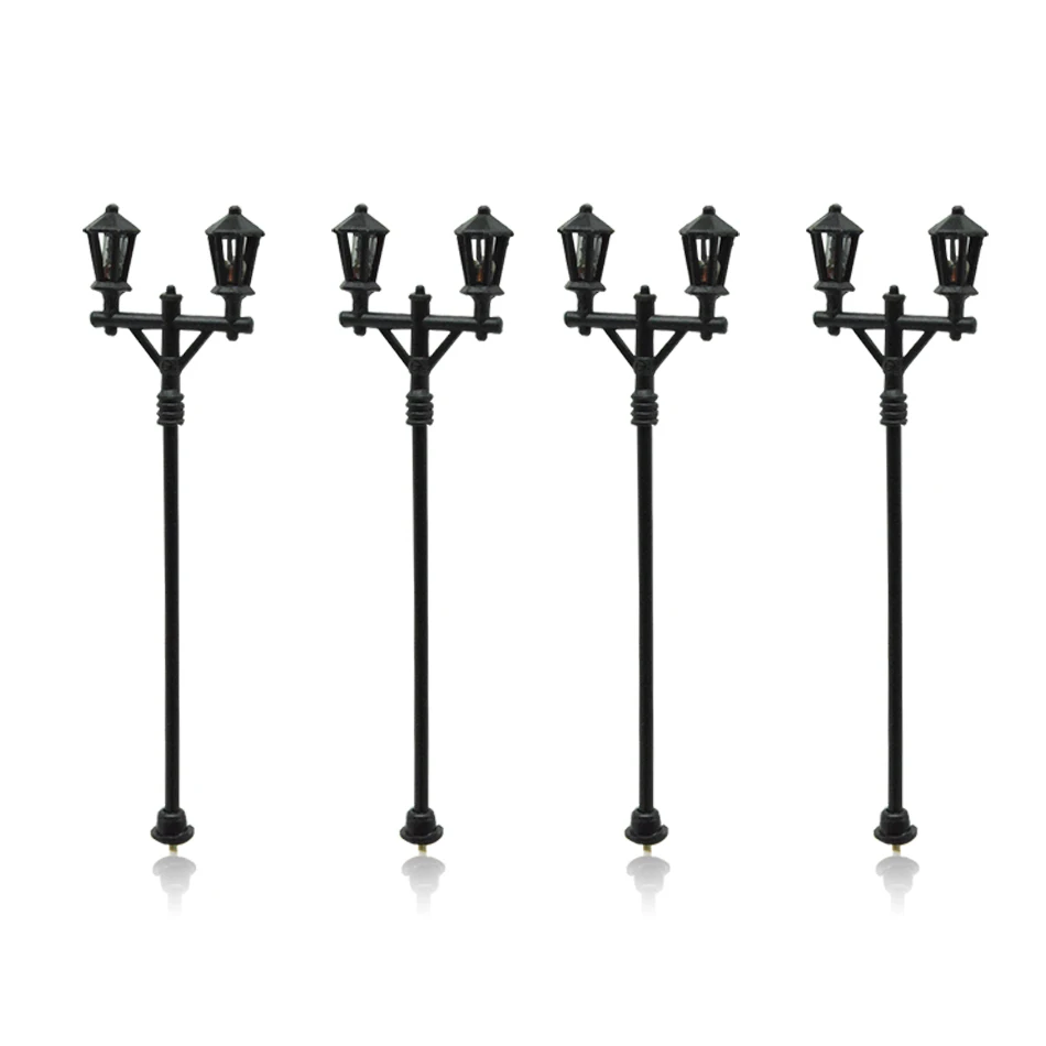 

20pcs Model Lamppost Street Lights Double Heads Scale Model Garden Lamp For Miniature Diorama Patio Making Layout Toys