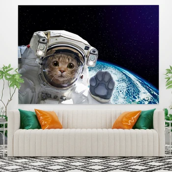 

Animal tapestry Wall Hanging Cute Cat Astronaut Throw Yoga Mat for Home Bedroom Decor Mandala Polyester Psychedelic Decoration