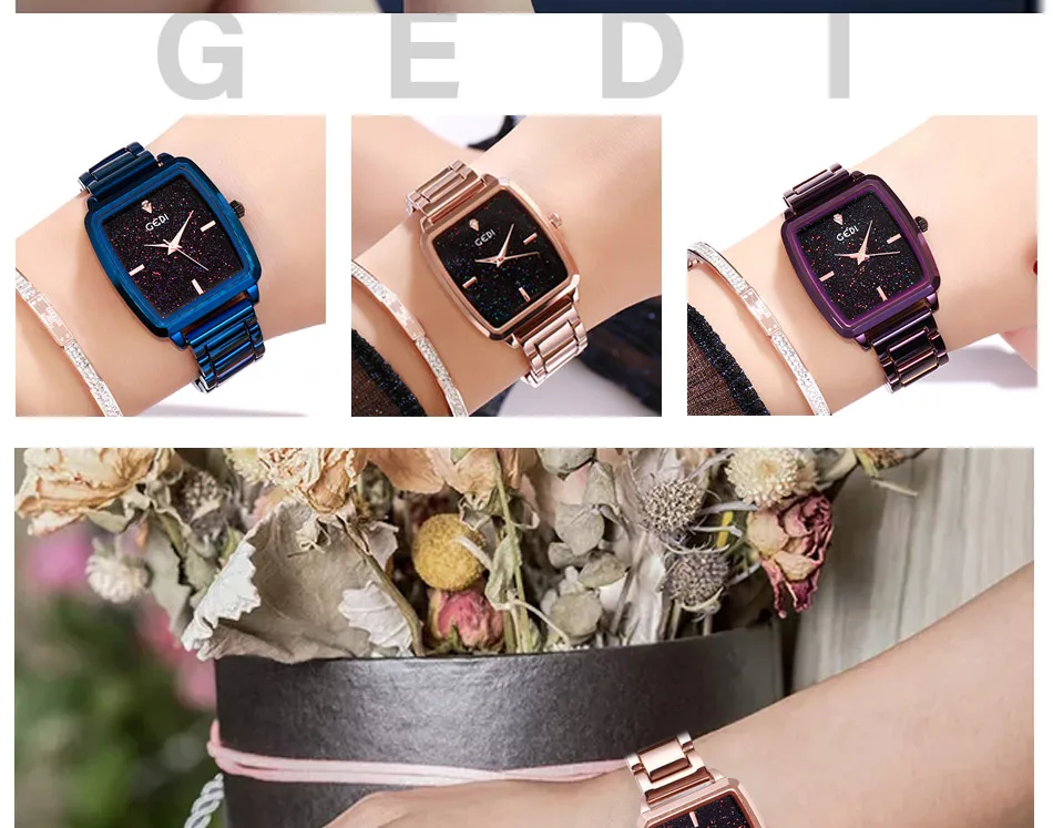 GEDI Роскошные Брендовые женские часы Звездные для набора, розовый, золотой женские часы женские наручные часы 2019 женские часы