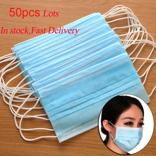 US $9.96  50 Pcs Disposable mouth face mask 3 Layer filter Masks Anti Dust Droplet pollution antivirus protec