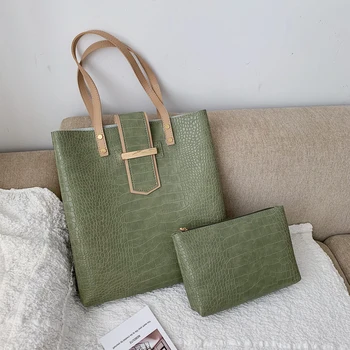 

New Fashion 2 sets Woman Shoulder Bags Famous Brand big Handbags Women Bags Designer High Quality PU Totes Women