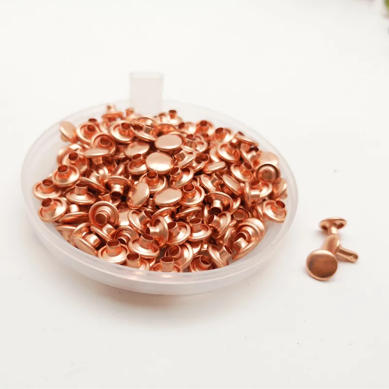 copper 100 шт 7 мм Круглый двойной колпачок заклепки столкновения гвоздь металлический Спайк рок кожевенное ремесло мешок для обуви ремень одежды браслет - Цвет: copper