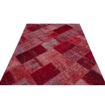 

Handmade Red Vintage Overdyed Patchwork Area Rug 160x230 Cm-5'3''X7'7''