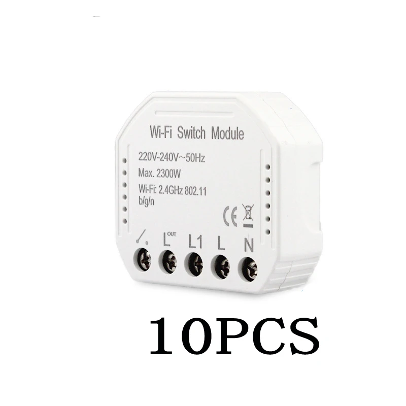 10PCS Diy модуль Wifi дистанционный переключатель освещения Smart Life/Tuya приложение дистанционное управление работает с Alexa Echo Google Home - Комплект: 10PCS