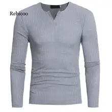 Мужской тонкий свитер осень-зима Повседневный свитер с v-образным вырезом Мужские Спортивные Повседневные топы модная популярная блузка