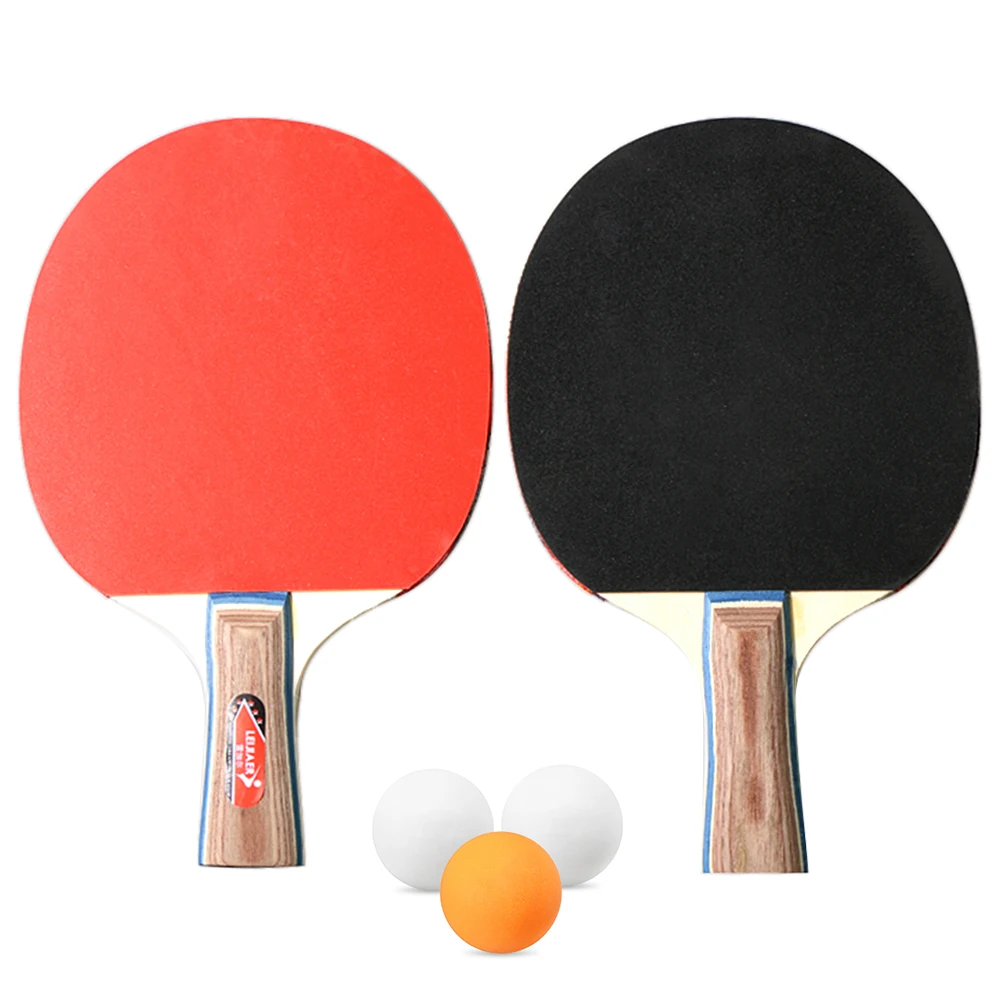 2 шт./лот ракетка для настольного тенниса с двойным лицом прыщи в длинной короткой ручке ракетка для пинг-понга набор с сумкой 3 мяча