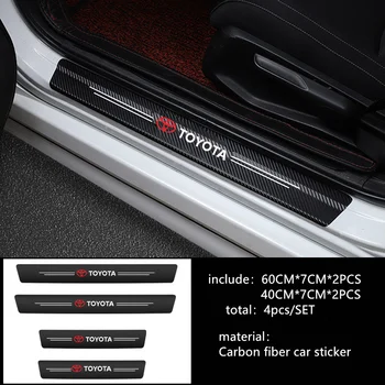 グラブファスト 車のスタイリング4個の炭素繊維防水カースレッショルドカバーステッカー保護トヨタchrカローラaurisアベンシスt25ヤリスrav4 靴 39 車 バイク