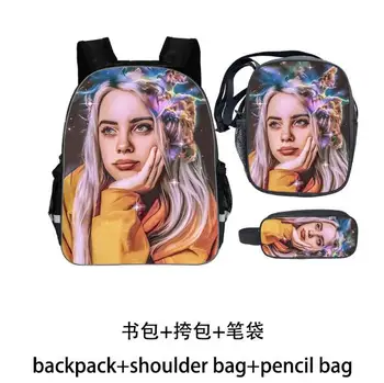

Billie Eilish Print Children School Book Bags Set Spider-Girl 3 PCS/SET Fashion Kids Boys Girls School Backpacks Mochila