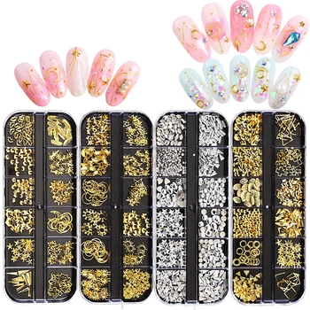 

MORDDA Nail Rhinestones 3D Crystal AB Glass Nail Stones Mixed Colors DIY Nail Art Decorations Gold Silver Rivet Rhinestonee
