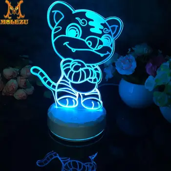 

Molezu Halloween Tiger Pattern 3D Led Night Light Decoration Children Kids Gifts 7 Color Changing Visual Table Lamp