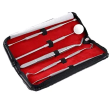 Зубы чистыми Уход за полостью рта, 5 шт./набор, стоматологический инструмент набор Нержавеющая сталь Зуб скребок Воск Резьба стоматолог ящик для инструментов исследовательский зонд выбирает зеркало