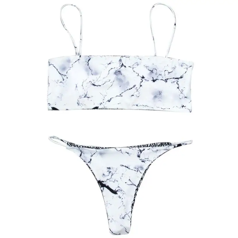 

Women Bikini Set 2020 Sexy Swimwear Women Marble Print Push Up Swimsuit Push Up Swimwears Jan29