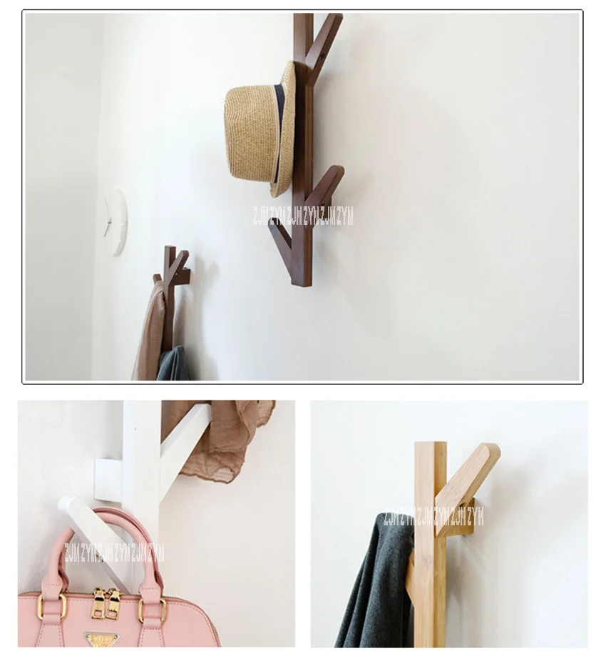 JP150420 Creative Clothes Bags Tree Solid Wood Wall Mounted Coat Rack Living Room Bedroom Decoration Hanger Wall Tree Hat Rack