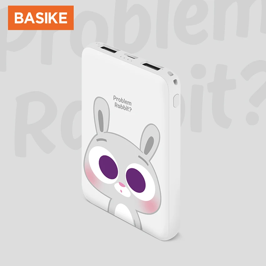 power bank 30000mah BASIKE Portable Battery Power Bank 5000mah Light Small White Powerbank LED light External battery Cute Animal ABS Travel Plane best wireless power bank