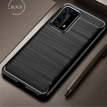 

For Huawei P40 P 40 Pro Case Carbon fiber Cover Shockproof Phone Case For Huawei P40 Pro+ Plus Cover Flex Bumper Durable Shell