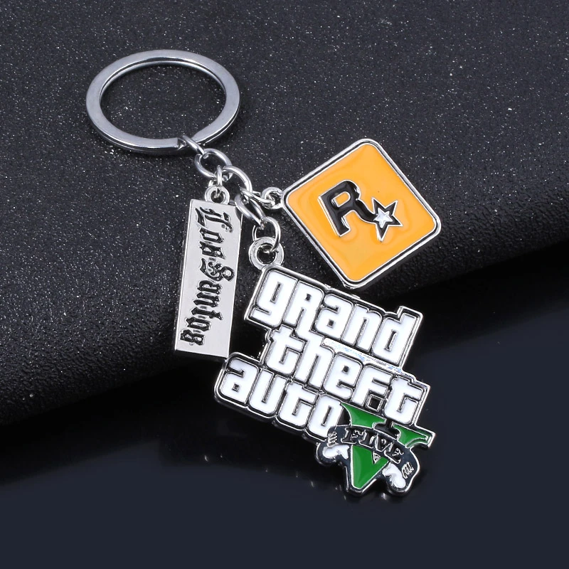Fashion Jewelry PS4 GTA 5 Keychain Grand Theft Auto V Keyring car pendant Accessoriesgta 5